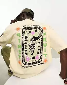 Цветная футболка оверсайз с каменным принтом на спине ASOS DESIGN