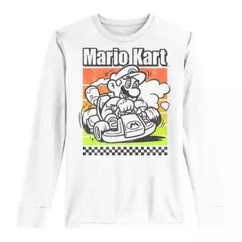 Цветная футболка с длинными рукавами и графическим рисунком Mario Kart для мальчиков 8–20 лет Licensed Character
