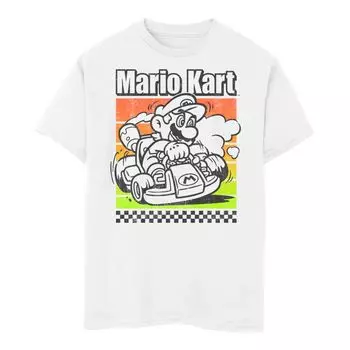 Цветная футболка с графическим рисунком Nintendo Mario Kart для мальчиков 8–20 лет Licensed Character, белый