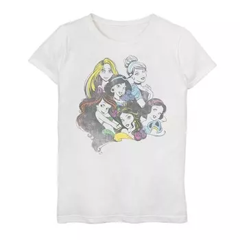 Цветная футболка с рисунком принцессы Диснея для девочек 7–16 лет Disney, белый
