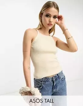 Цветная майка с квадратным вырезом и высоким воротником ASOS DESIGN Tall