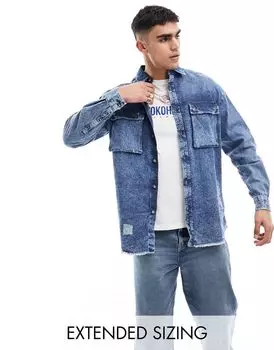 Цветная рубашка оверсайз в стиле 90-х годов с потертостями ASOS DESIGN