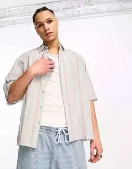 Цветная рубашка с короткими рукавами и льняными полосками COLLUSION