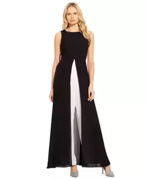 Цветной комбинезон с накладными деталями Adrianna Papell, черный