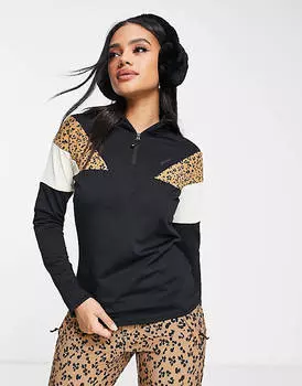 Цветной топ с молнией 1/4 Protest Yingsa, черный, леопардовый, белый