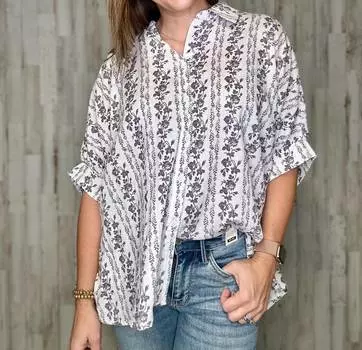 Цветной топ с рукавами «летучая мышь» Cancreek Easel, цвет ivory multi