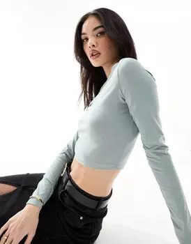 Цветной укороченный топ с длинными рукавами ASOS DESIGN