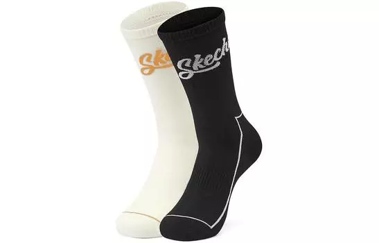 Цветные гольфы унисекс, 2 пары Skechers, 2 Pack (Ecru/Black/028J)