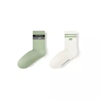 Цветные носки до середины голени унисекс, 2 пары Skechers, 2 Pack (Gardenia White/Stone Green)