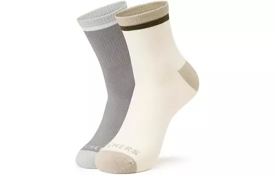 Цветные носки до середины икры унисекс, 2 пары Skechers, 2 Pack (Tofu White/Gray/03XV)
