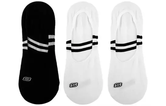 Цветные носки-невидимки унисекс, 3 шт Skechers, 3 Pack (Black+White+White)