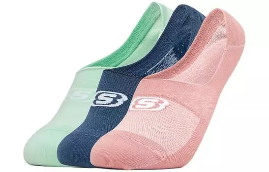 Цветные носки-невидимки унисекс, 3 шт Skechers, 3 Pack (Pink+Green+Blue)