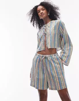 Цветные полосатые пляжные шорты Topshop из сирсакера (коморд)