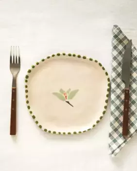 Цветочная десертная тарелка Zara Home, зеленый