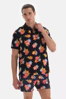 Цветочная футболка с воротником Dagi, желтый