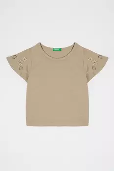 Цветочная футболка United Colors Of Benetton, коричневый
