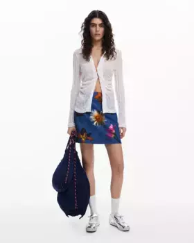 Цветочная мини-юбка Desigual, синий