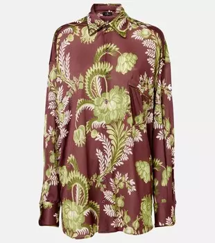 Цветочная рубашка свободного покроя Etro, цвет print on brown base