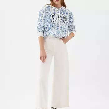 Цветочная толстовка с капюшоном и вышитым логотипом Gap, белый