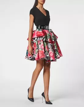 Цветочная юбка Dark Romance Philipp Plein, цвет Black / Rose
