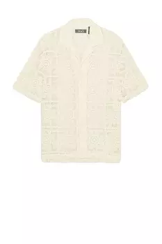 Цветочная вязаная крючком рубашка для лагеря Wao, бежевый