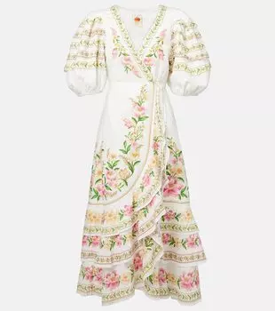 Цветочное хлопковое платье-халат Farm Rio, Palm Dream Off-White