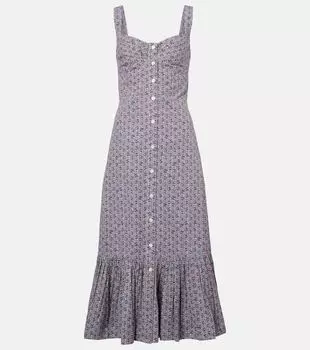 Цветочное хлопковое платье миди Polo Ralph Lauren, 1897 Floral Ribbon Blue\Cream