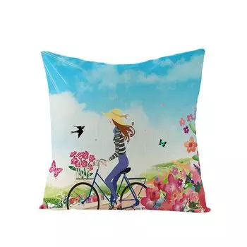 Цветочное колесо с воздушным шаром и принтом, льняная мягкая наволочка, чехол для подушки, декор для дивана, Декор-5 # Stuttg