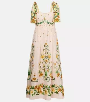 Цветочное миди-платье из хлопковой смеси Farm Rio, Botanical Beauty Pink