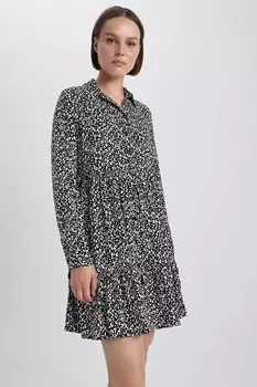 Цветочное платье Defacto, черный