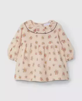 Цветочное платье для девочки с рюшами на шее Laranjinha, цвет Nude