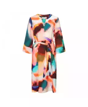 Цветочное платье из вискозы с поясом бантом &Co Woman, мультиколор