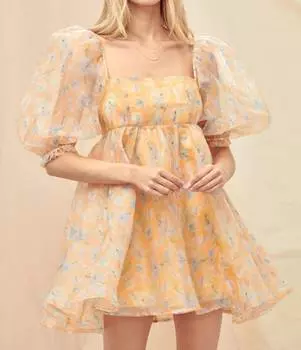 Цветочное платье оранжевого цвета Fore