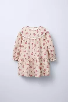 Цветочное платье ZARA, экрю