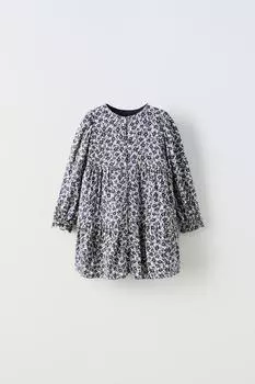 Цветочное платье ZARA, темно-синий