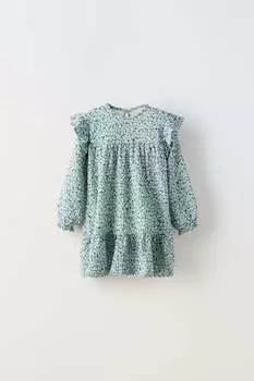 Цветочное платье ZARA, зеленый