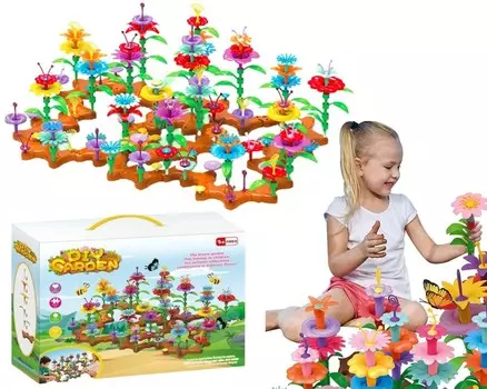 Цветочные блоки Сад Креативные цветы Набор пазлов для строительства, 198 предметов Inna marka