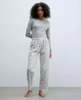 Цветочные брюки Sfera, серый