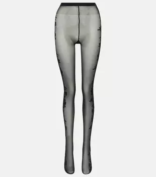 Цветочные колготки WOLFORD, черный