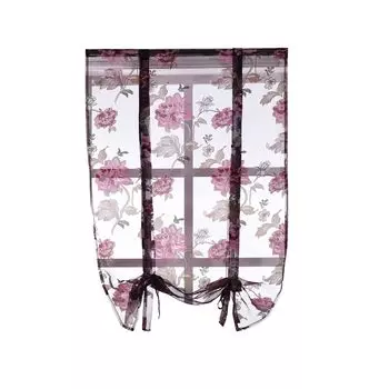 Цветочные римские шторы для кухни, тюль, прозрачная панель, занавеска для окна спальни, красный, размеры: 80*100 см Stuttg