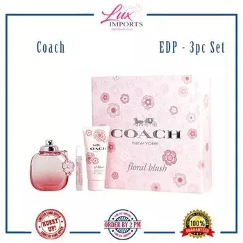 Цветочные румяна от Coach 3oz EDP Spray для женщин - набор из 3 предметов в подарочной коробке