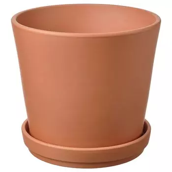 Цветочный горшок с блюдцем, терракота для сада, 24 см, BRUNBR IKEA