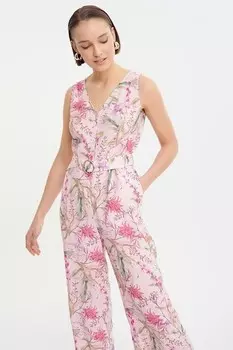 Цветочный комбинезон с карманами GreenPoint, розовый