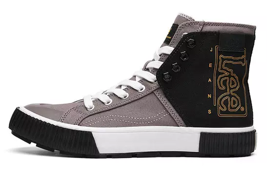 Цветы Холщовые Туфли Мужские Высокие Lee, черный