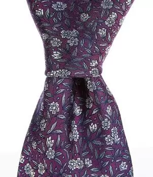 Цветы на переплетенных стеблях Roundtree и Yorke 3,38 Шелковый галстук Roundtree & Yorke, фиолетовый