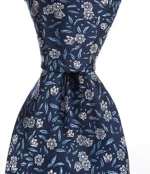 Цветы на переплетенных стеблях Roundtree и Yorke 3,38 Шелковый галстук Roundtree & Yorke, синий