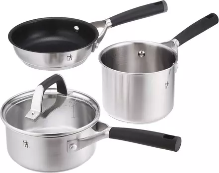 Цвиллинг Дж . Henckels 40590-002 Набор мини-посуды HI Style Basic из 3 предметов, двуручный, кастрюля, сковорода, совместимость с индукционной индукцией, серебристый ZWILLING, Sliver