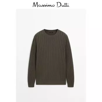 Cвитер Massimo Dutti с круглым вырезом, хаки