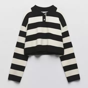Cвитер Zara Cropped Striped Knit, полосатый