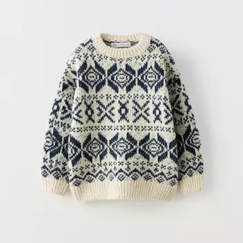 Cвитер Zara Jacquard Knit, слоновая кость